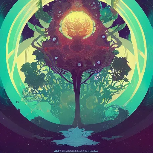 Prompt: a beautiful vector art of the world tree in the dark universe by sachin teng and pascal blanche and alphonse mucha and greg rutkowski and josan gonzalez and beeple. nasa. film noirs, brush stroke, vibrating colors, hyper detailed. octane render. trending on artstation