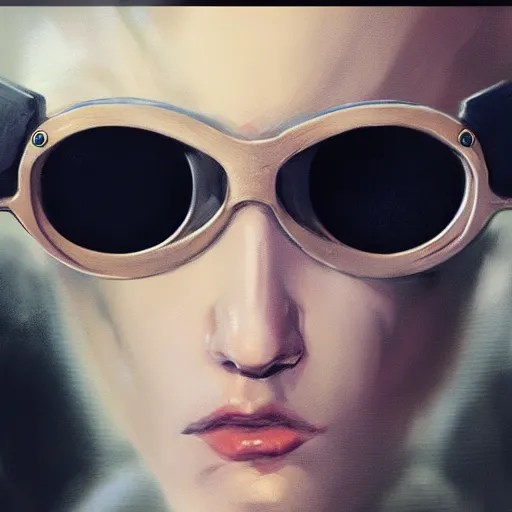 Prompt: closeup portrait of a beautiful assassin, cyberpunk, sunglasses, painted by seb mckinnon, painted by greg rutkowski, digital art, trending on artstation