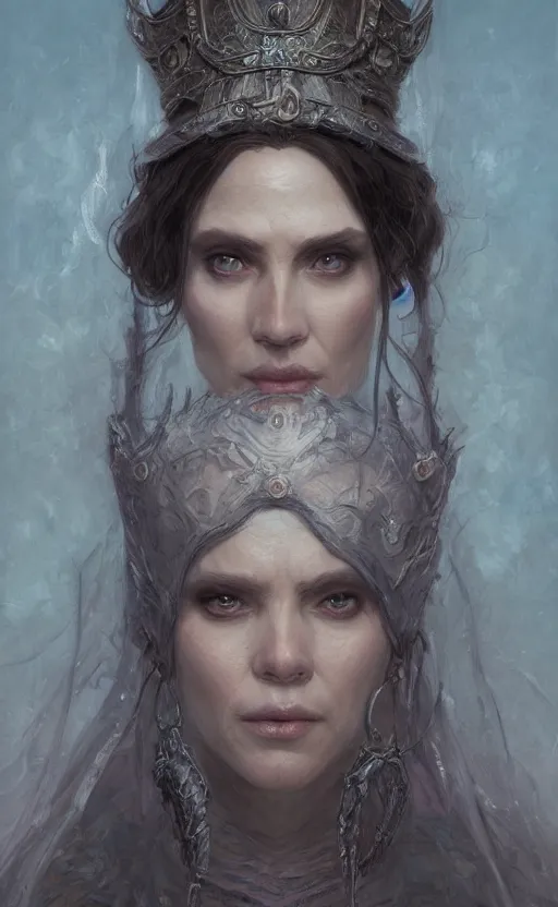 Image similar to ghost lady as a realistic fantasy d & d character, closeup portrait art by donato giancola and greg rutkowski, realistic face, digital art, trending on artstation, symmetry!!