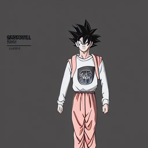 Image similar to streetwear fashion influencer character minimalistic illustration pastel colors dragon ball anime style