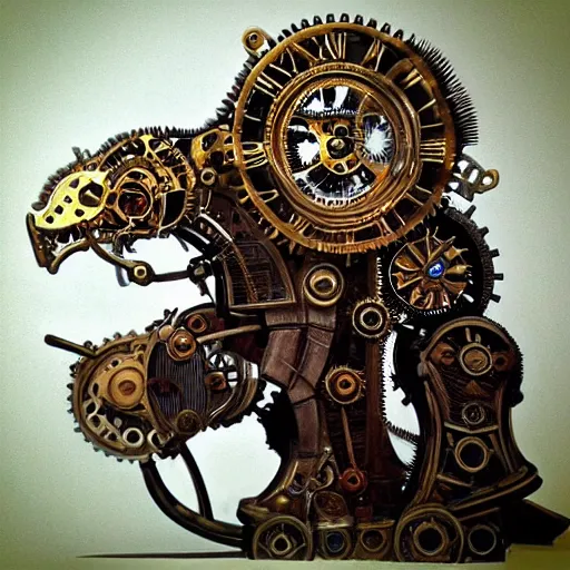 Image similar to “ a clockwork steampunk mammouth”