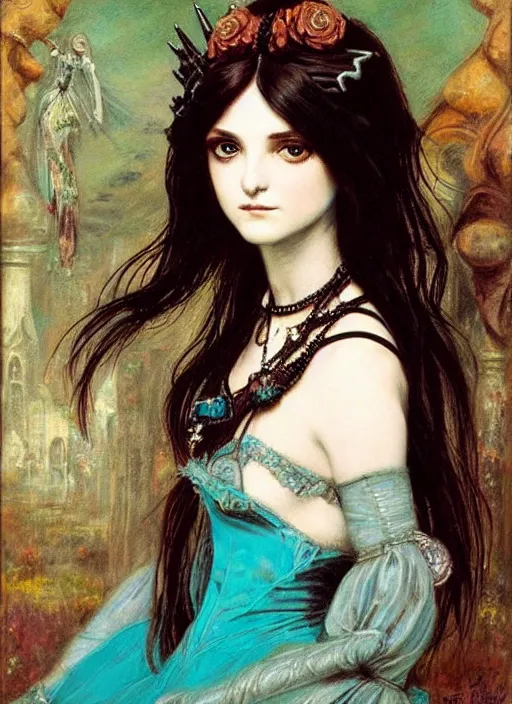 Prompt: ( ( gothic # ) ) princess portrait *. *. by william henry hunt * *, highly detailded, turquoise rust, steampunk, battle angel alita