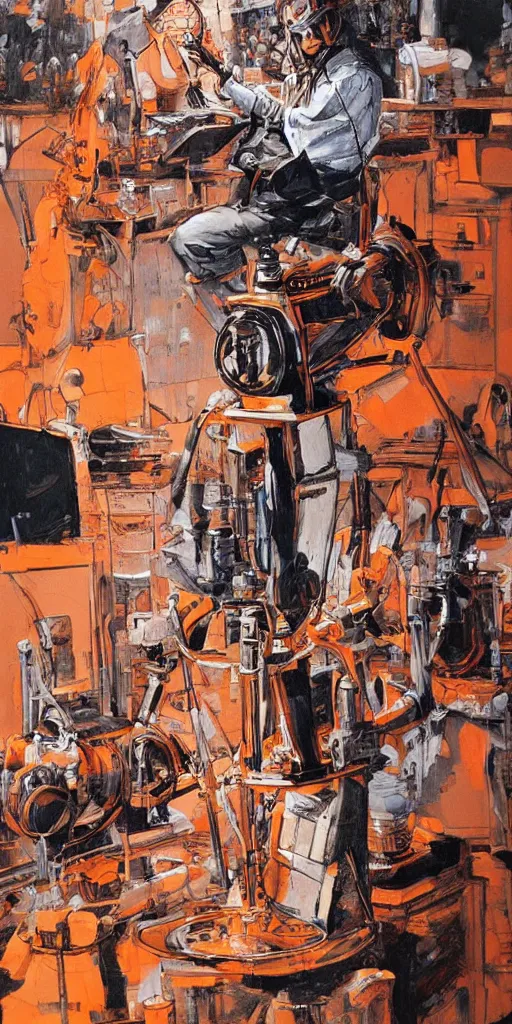 Image similar to oil painting scene from clock work orange art by kim jung gi