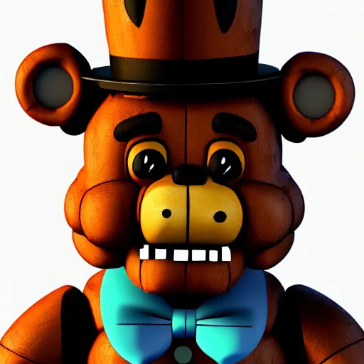 Image similar to portrait of Freddy Fazbear from Five Nights at Freddys, unreal engine 5, trending on art station, by Scott Cawthon