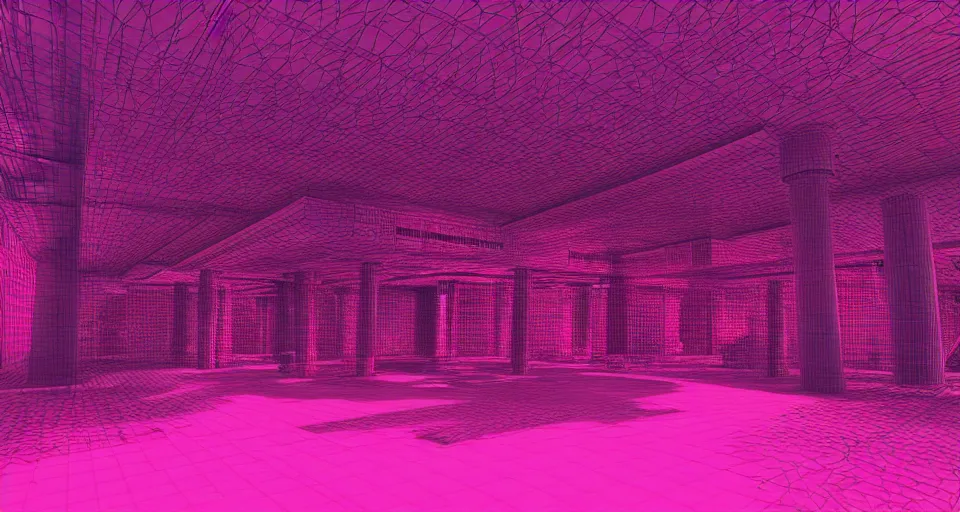 Image similar to 80s vaporwave outrun 3d Render of red deep sea forest, liminal space retro, grainy, noisy