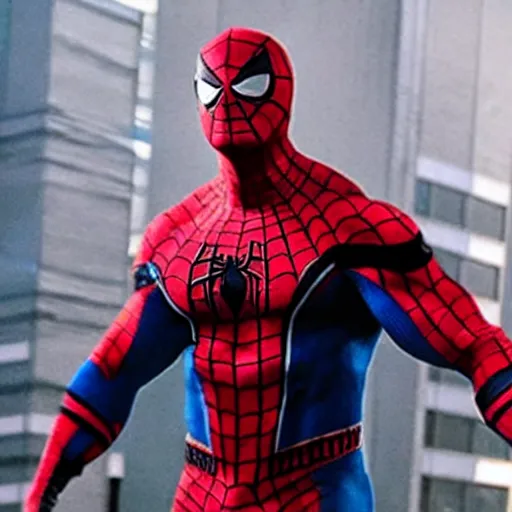 Prompt: dwayne johnson entrance scene wearing spiderman costumes