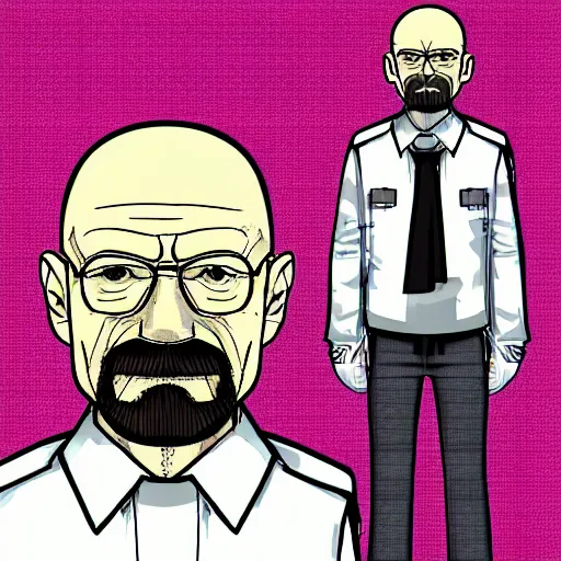 Prompt: walter white as danganronpa character, digital art