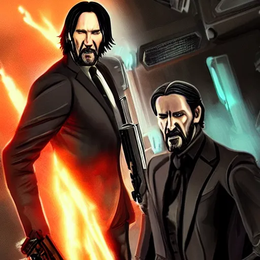 Image similar to john wick in doom eternal