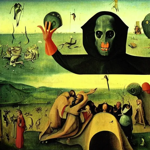 Image similar to film still from movie based on hieronymus bosch paintings, cinematic, directed by jodorowsky