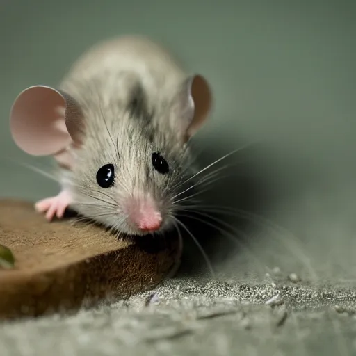 Prompt: The sadness of a little mouse, photography, very moving, vintage