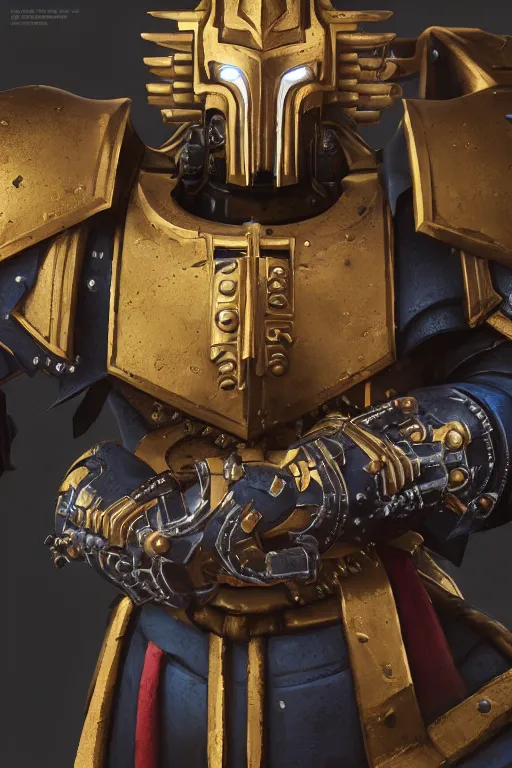 Image similar to armor portrait heros warhammer 4 0 k horus heresy fanart - the primarchs emperor by johannes helgeson animated with vfx concept artist & illustrator global illumination ray tracing hdr fanart arstation zbrush central hardmesh 8 k octane renderer