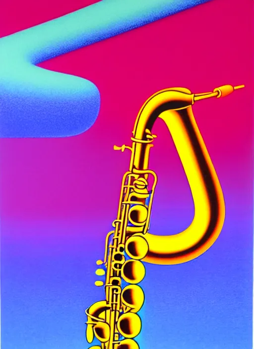 Prompt: saxophone by shusei nagaoka, kaws, david rudnick, airbrush on canvas, pastell colours, cell shaded, 8 k