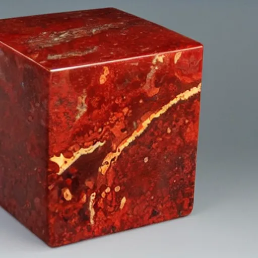 Prompt: a large cube made of red jasper