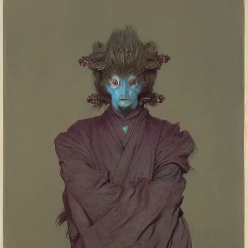 Prompt: [ by millais ], ( ( ( ( ( ( ( ( by beksinski ) ) ) ) ) ) ) ), portrait painting of victorian yokai, 8 k, highly detailed,