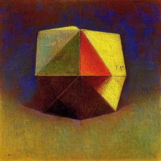 Image similar to The Platonic Solids by Odilon Redon (1883)