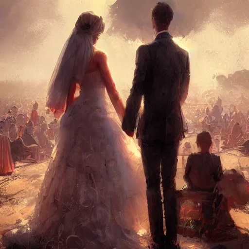 Prompt: celebrating an illegal marriage, by greg rutkowski