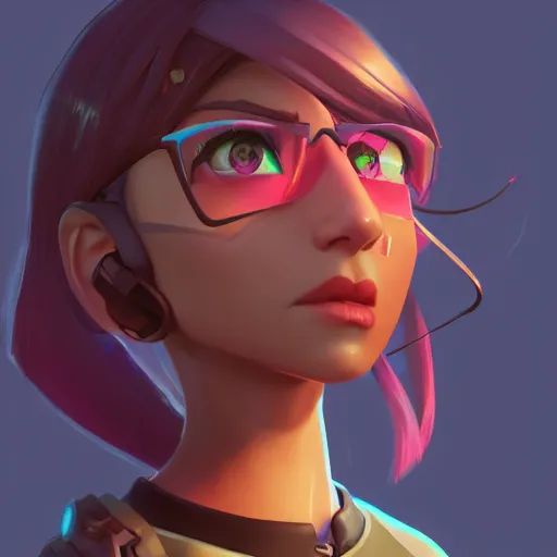 Prompt: head of overwatch main character Blizzard pixar 3d maya engine on stylized background splash comics global illumination lighting, lois van baarle, ilya kuvshinov, rossdraws, artstation