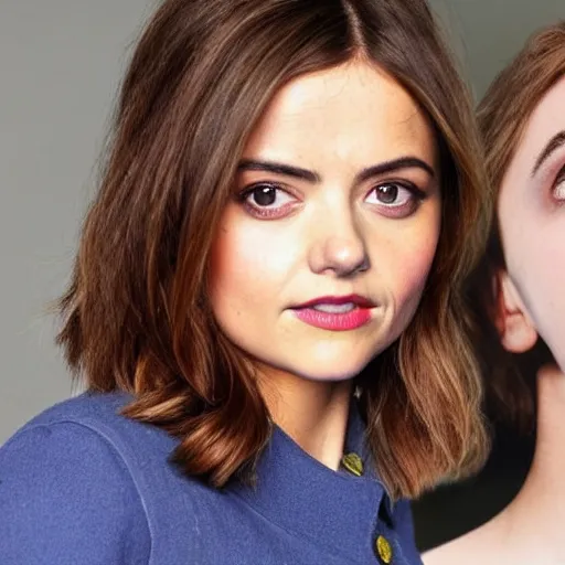 Image similar to a woman that looks like jenna coleman and scarlett johansson