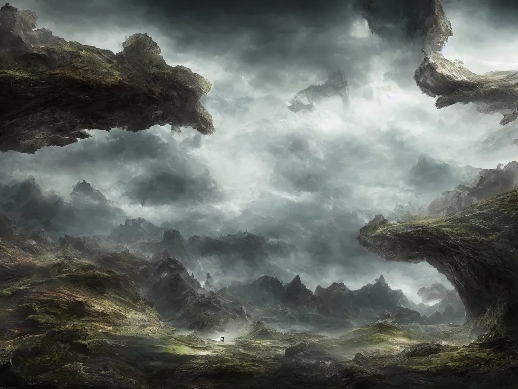 Image similar to A landscape where the future and past collide, epic digital art, grandiose