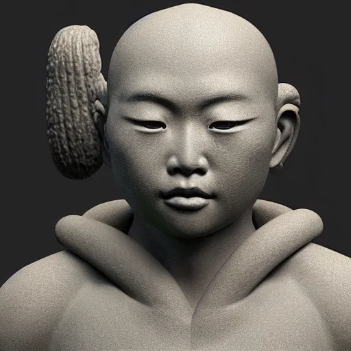 Prompt: japanese sculpture, highly detailed, photorealistic portrait, bright studio setting, studio lighting, crisp quality and light reflections, unreal engine 5 quality render