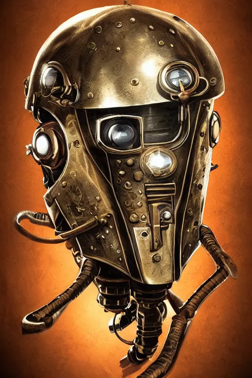 Image similar to steampunk helmet fantasy art mask robot ninja stylized digital illustration sharp focus, elegant intricate digital painting artstation concept art global illumination ray tracing advanced technology chaykin howard and campionpascale and cooke darwyn and davis jack