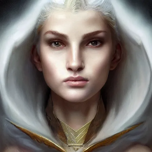 Image similar to Perfectly-centered portrait-photograph of a real life white human dragon from heaven, lifelike, super highly detailed, professional digital painting, artstation, concept art, Unreal Engine 5, Photorealism, HD quality, 8k resolution, cinema 4d, 3D, beautiful, cinematic, art by artgerm and greg rutkowski and alphonse mucha and loish and WLOP