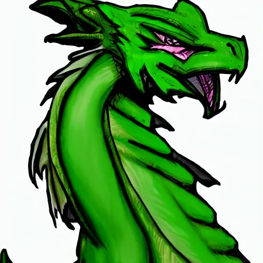 Prompt: green dragon profile picture, commission on furaffinity, high quality illustration