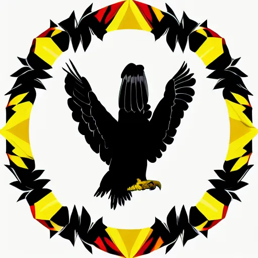 Prompt: eagle, black red yellow, logo, vector art, minimalism