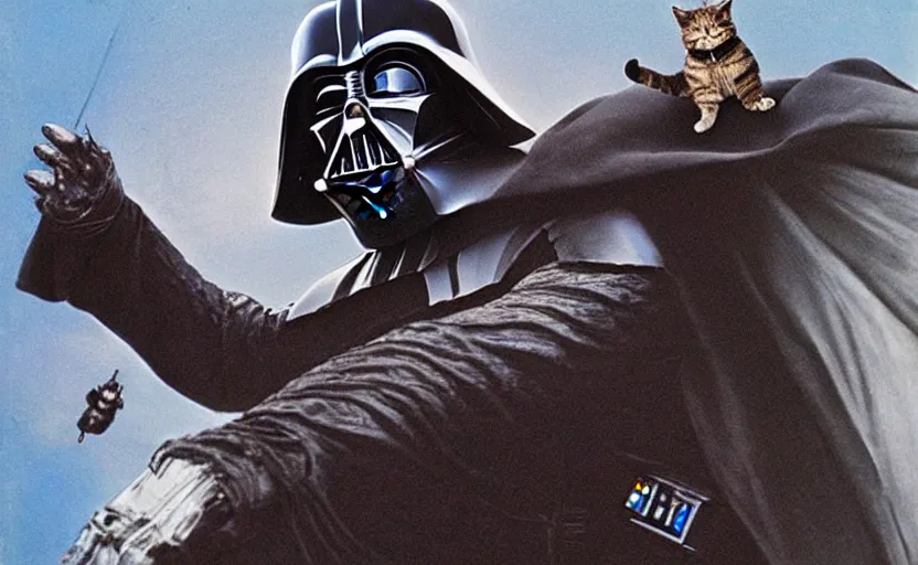 Image similar to darth vader throwing a cat overboard