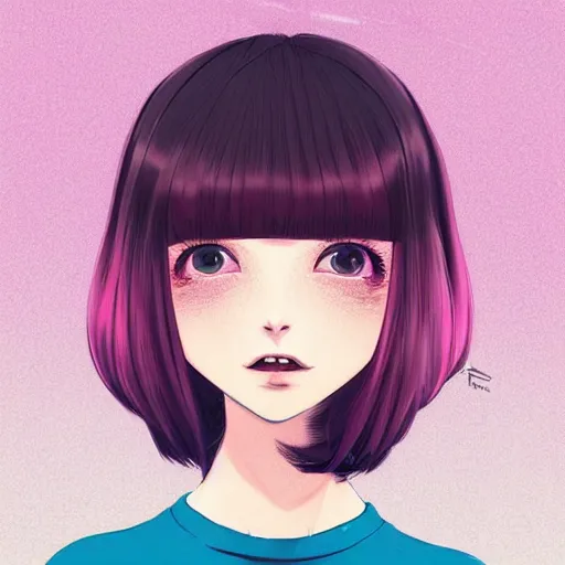 Premium Vector  Anime girl with brunette bob haircut vector art