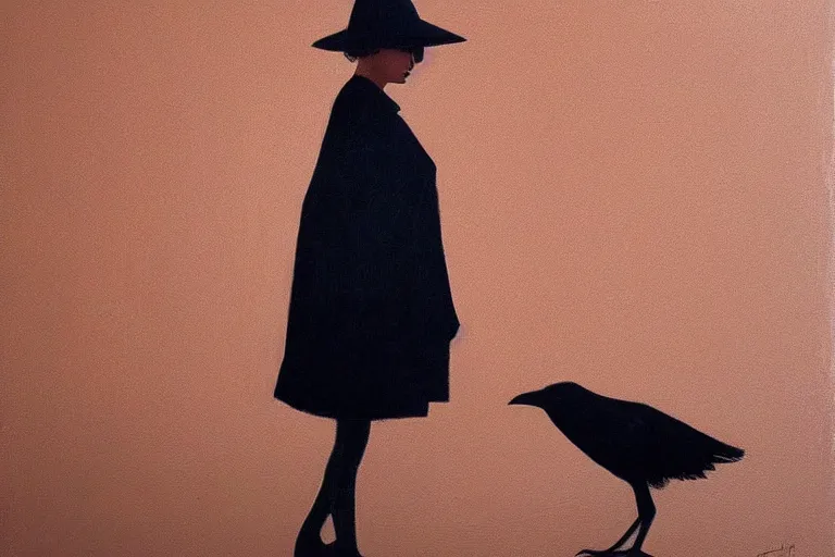 Image similar to young a woman with a raven - shaped hat artwork by tim eitel