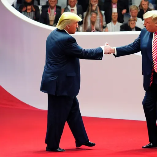 Image similar to donald trump and magnus carlsen shaking hands