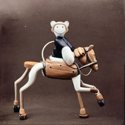 Image similar to monkey riding a mechanical horse
