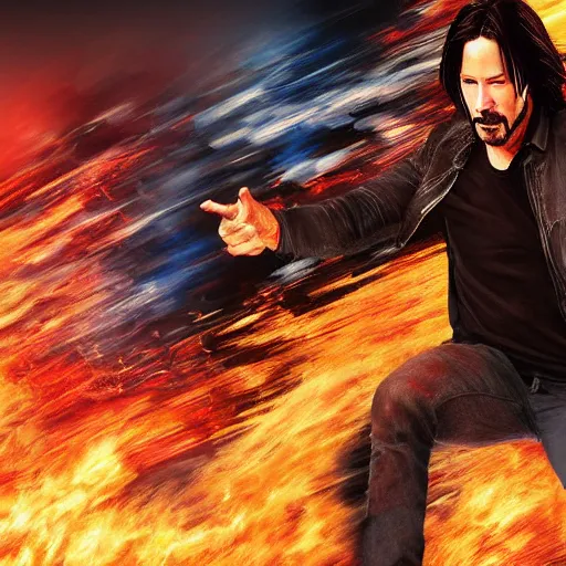 Prompt: Keanu reeves As Ghostrider digital art hyper realistic 4K quality