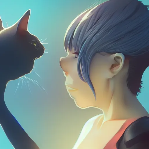 Image similar to metallic cat, 4k, HQ, official media, anime key visual, makoto shinkai, ilya kuvshinov, lois van baarle, rossdraws, detailed, trending on artstation