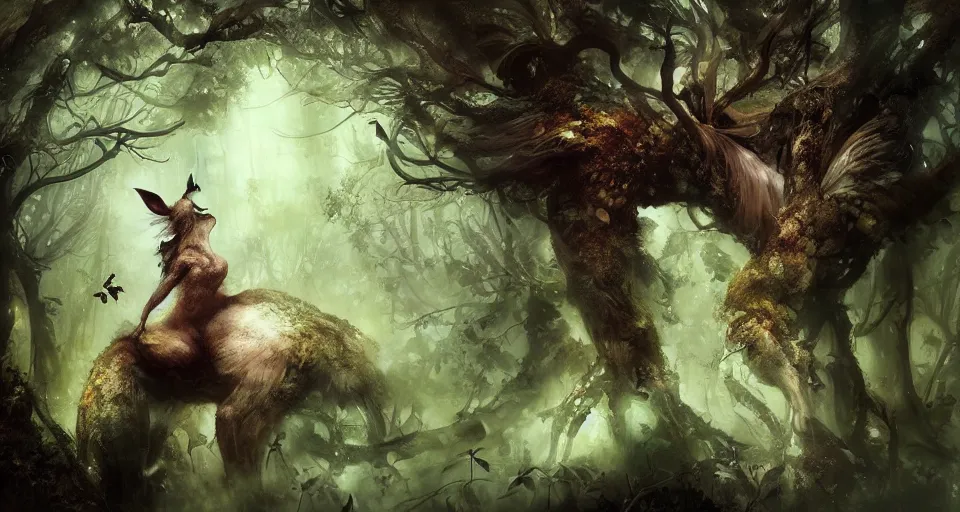 Image similar to Enchanted and magic forest, by ryohei hase