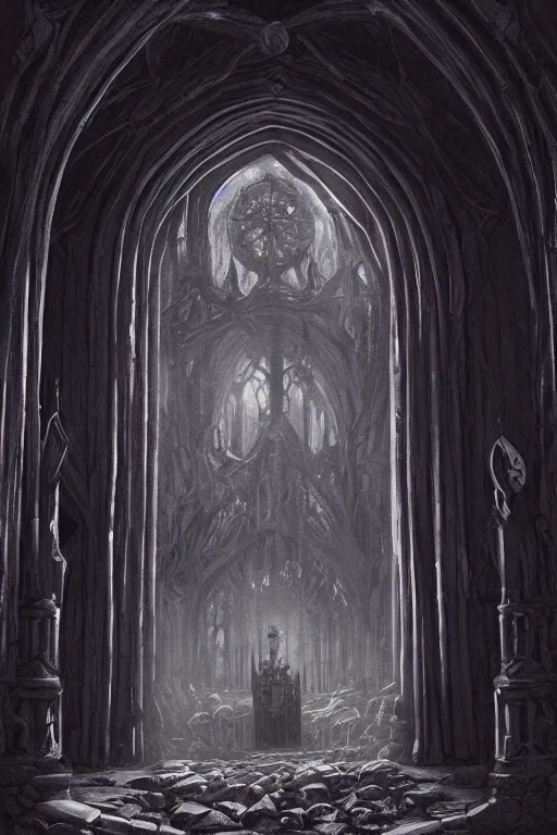 Image similar to Gothic Temple Entrance by Seb Mckinnon, trending on artstation, artstationHD, artstationHQ, 4k, 8k