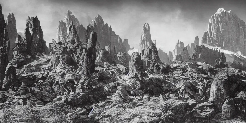 Prompt: 1920s photography of witch burning, dolomites in the background, occult signs, witch burning, pyre, solstice fire, alp, dolomites, alpine, detailed intricate insanely detailed octane render, 8k artistic 1920s photography, photorealistic, black and white, chiaroscuro, hd, by David Cronenberg, Raphael, Caravaggio