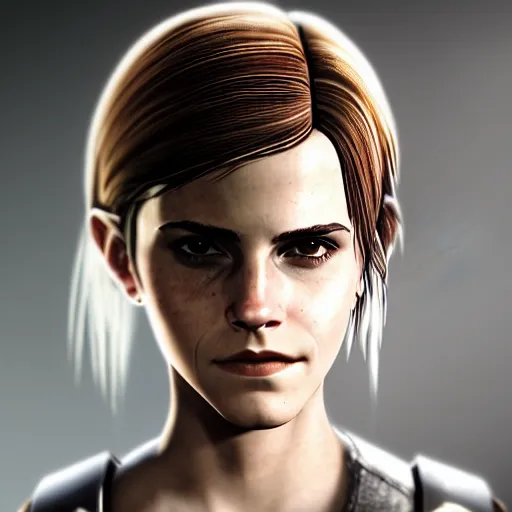 Image similar to emma watson in gears of war destiny 2 overwatch witcher 3 god of war tomb raider cyberpunk 2 0 7 7 doom, highly detailed, extremely high quality, hd, 4 k, professional photographer, 4 0 mp, lifelike, top - rated, award winning, realistic, detailed lighting, detailed shadows, sharp, edited, corrected, trending