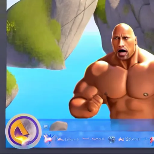 Image similar to dwayne the rock johnson as pokemon go pokemon screenshot from pokemon go