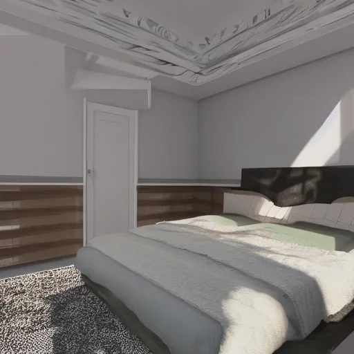 Prompt: parallax mapping of bedroom, symmetry