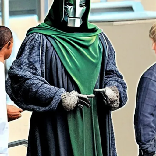 Prompt: giancarlo esposito as doctor doom, marvel movie set photo