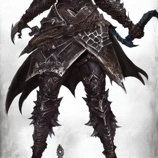 Prompt: Detailed concept art of female warrior as a dark souls boss; fantasy