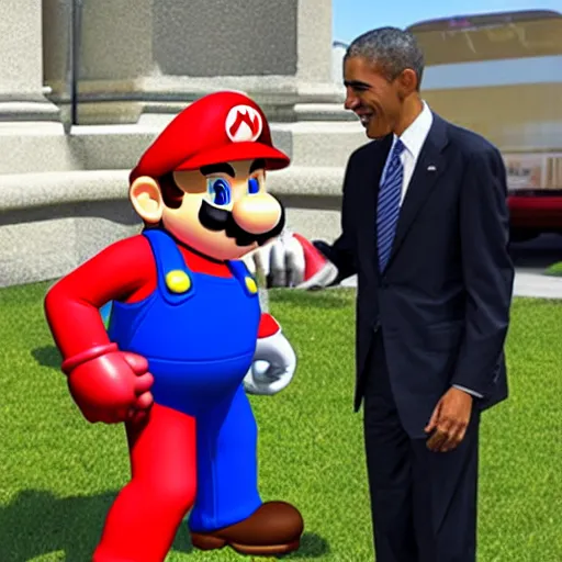 Prompt: super mario meets barack obama