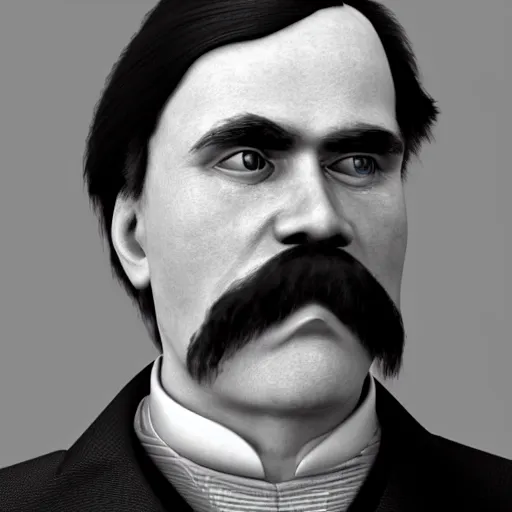 Image similar to ultra high detail unreal engine render of friedrich nietzsche, face looks too real