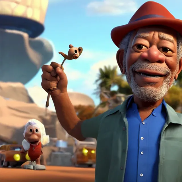 Image similar to morgan freeman as a pixar disney character from up 2 0 0 9 unreal engine octane render 3 d render photorealistic