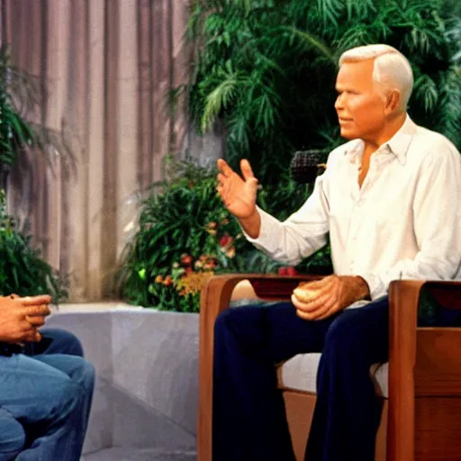 Prompt: Johnny Carson interviewing Jesus on the Tonight Show