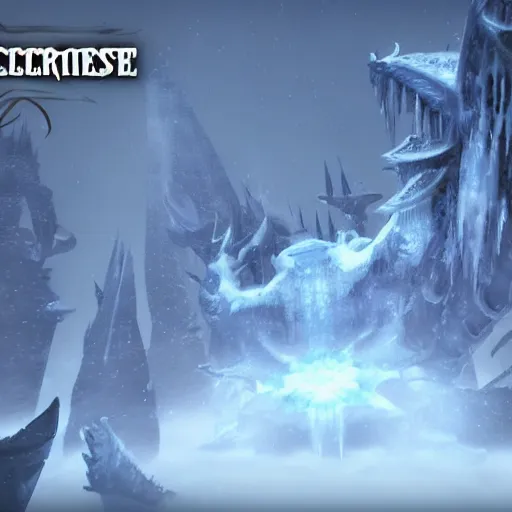 Image similar to icecrown citadel, stunning 3 d cinematic