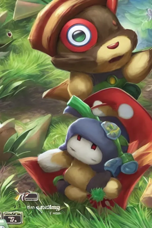 Image similar to teemo, a pokemon trading card of teemo, highly detailed pokemon trading card screenshot