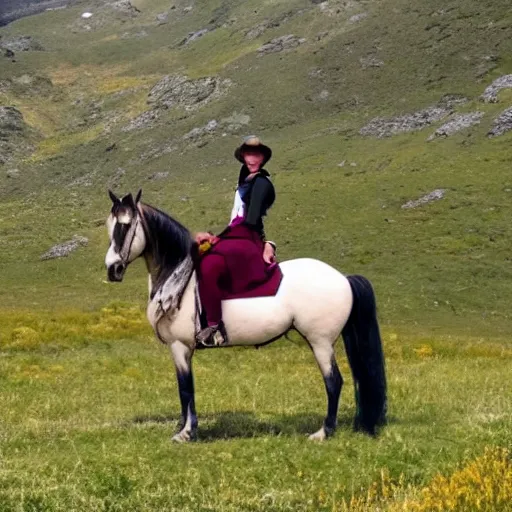 Image similar to kara ben nemsi on a horse in the mountains